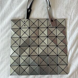 Issey Miyake Bao Bao Silver Geometric Prism Metallic Tote Bag